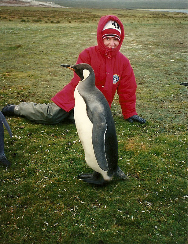 CarolLee with a king penguin